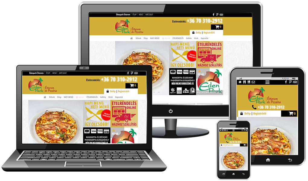 Az Édenpark étterem új, mobilbarát weboldala